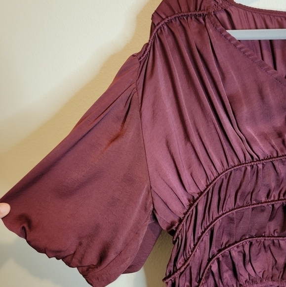 Bishop +Young by Anthro Maya blouse maroon cropped festival event top Size Large - Picture 7 of 10